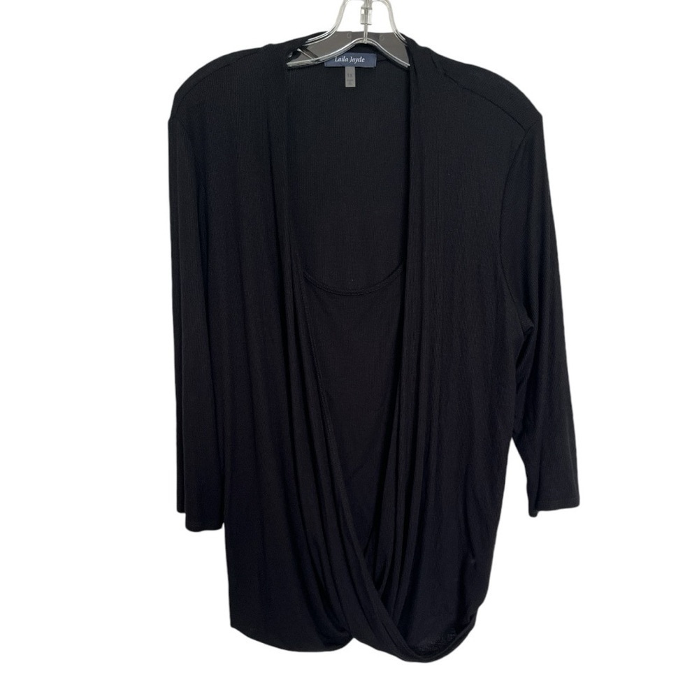 Laila Jayde 3/4 sleeve black criss cross T-shirt 1X EUC